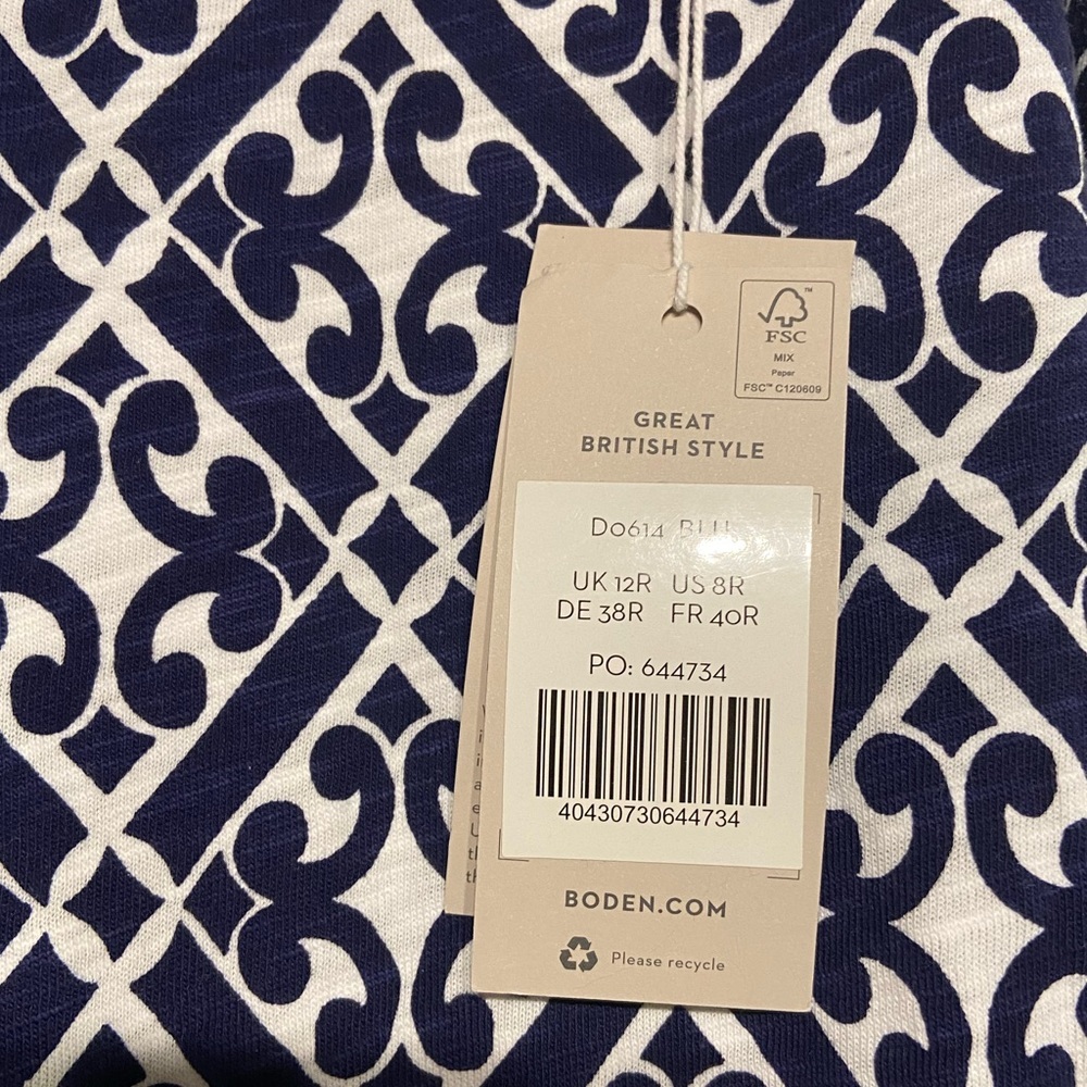 NWT Boden Blue White Racer Neck Jersey Mini Dress 8 - Picture 8 of 11
